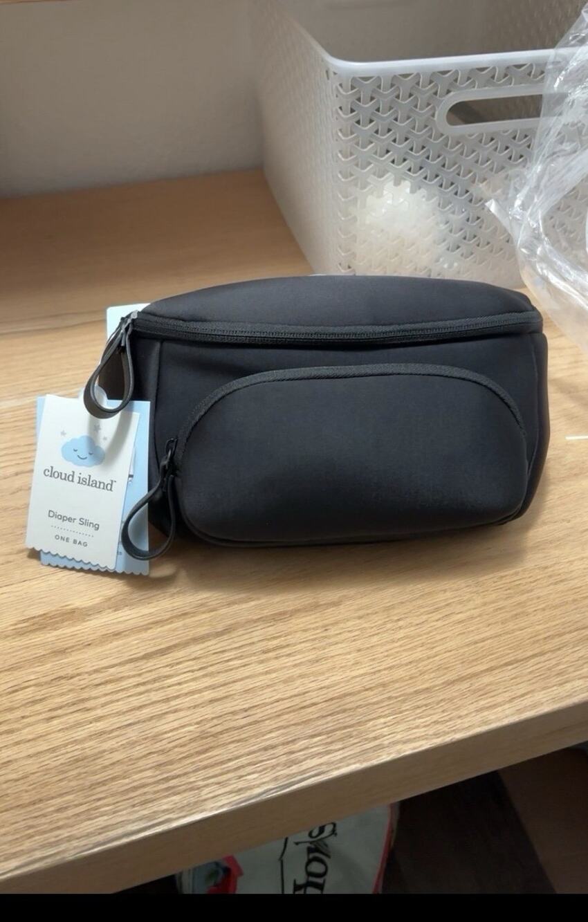 Cloud Island Diaper Sling Bag | Black | With Baby Changing Mat